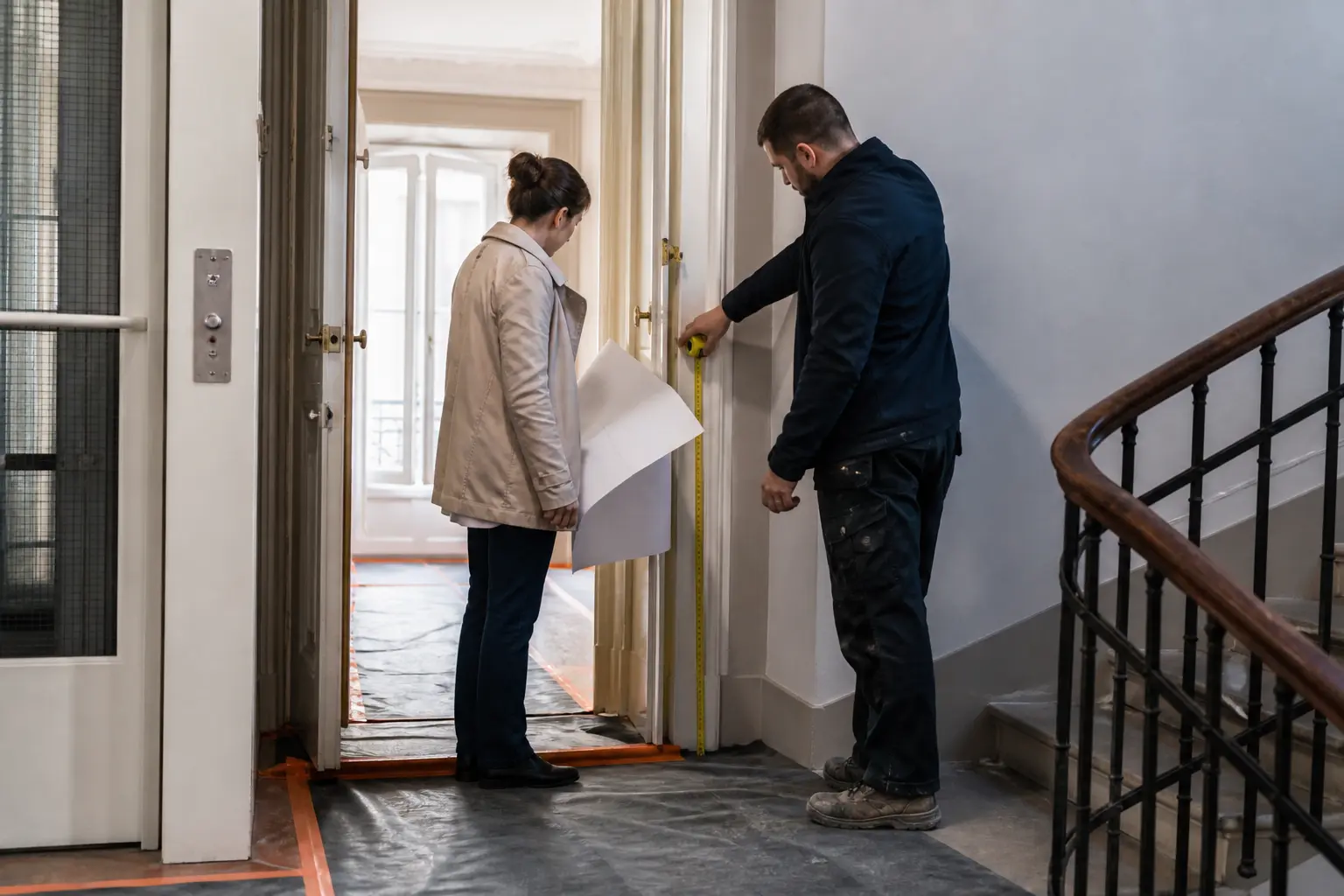 contrôle des accès de chantier dans un immeuble en copropriété