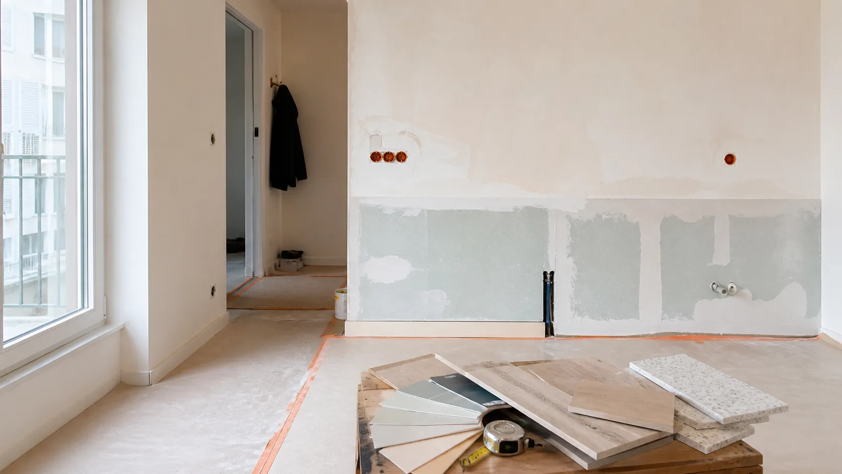 zone technique préparée avant devis dans un appartement en rénovation