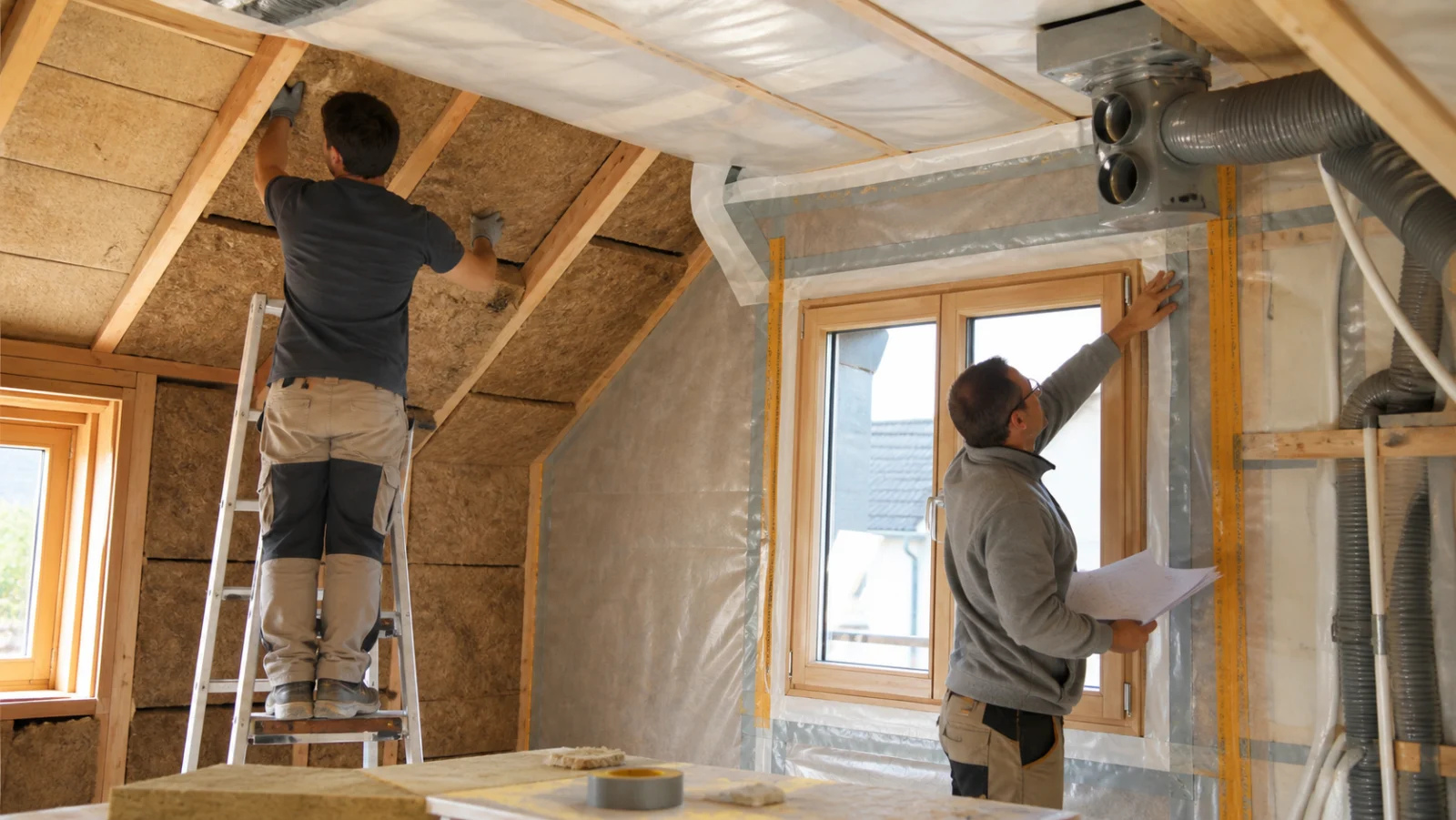 pose d isolation et coordination ventilation dans une rénovation de maison