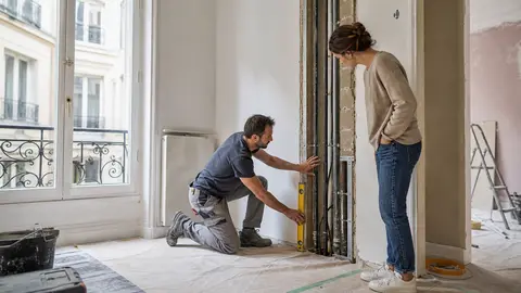 Inspection d’un mur et des réseaux avant travaux dans un appartement en copropriété