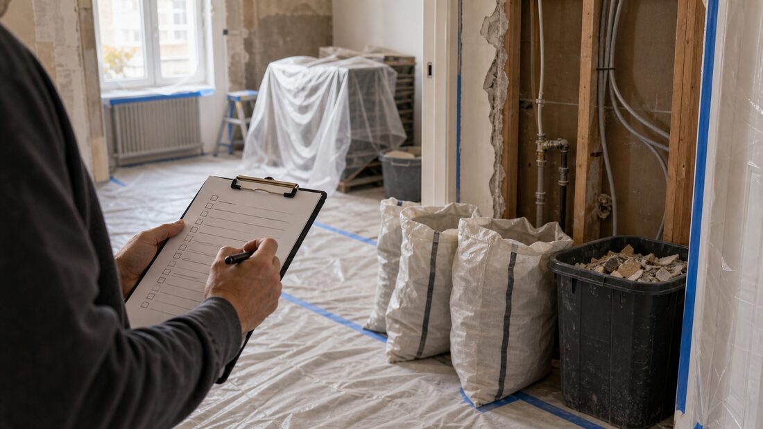 Protection, dépose et évacuation dans un chantier de rénovation