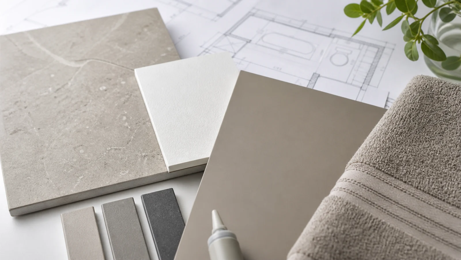 échantillons de matériaux et joints pour salle de bain humide