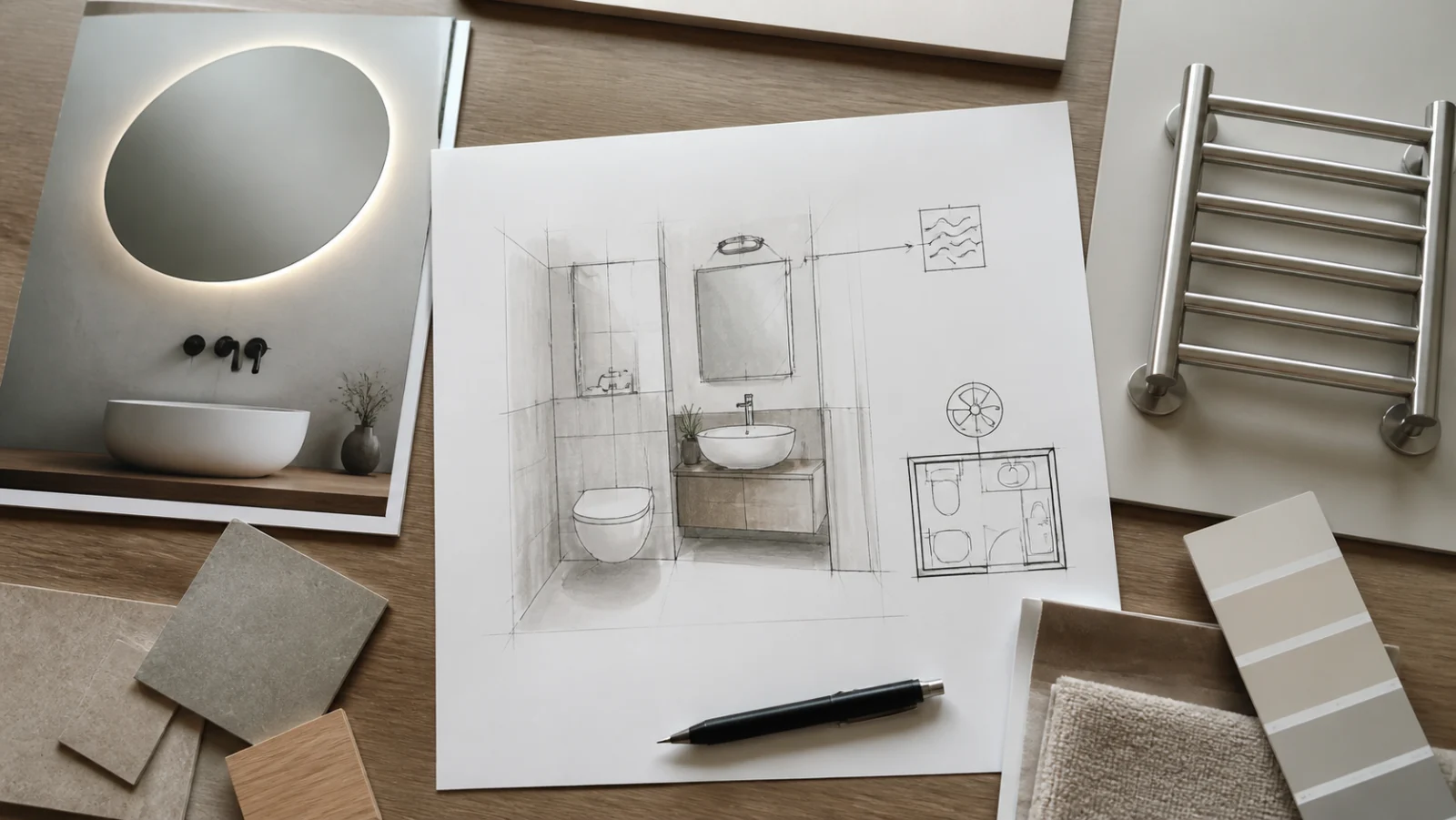 planification d’une salle de bain sans fenêtre avec ventilation et éclairage