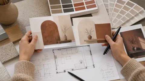 Étude de couleurs et de proportions pour une peinture murale intérieure