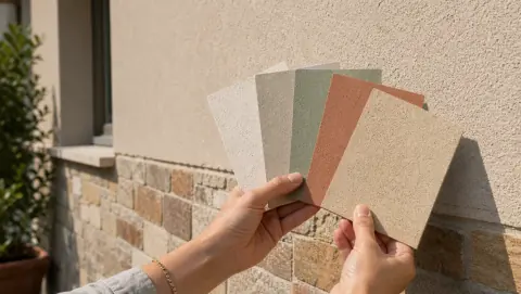 Nuanciers de façade testés contre un mur extérieur en lumière naturelle