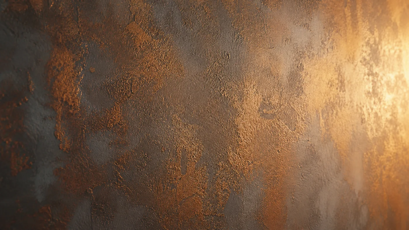 Détail de texture d’une peinture murale effet rouille