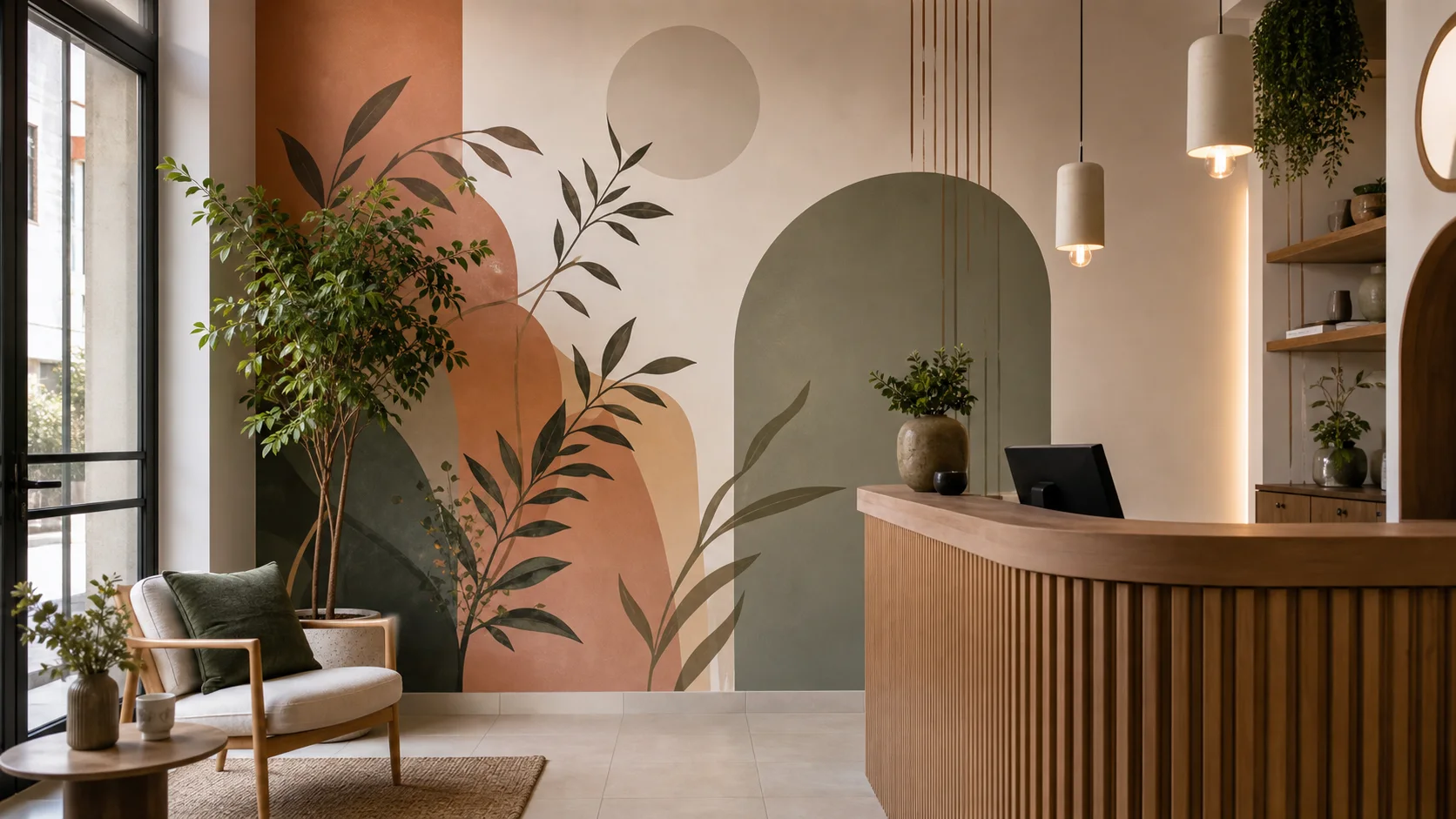 Peinture murale sur mesure dans un espace d’accueil
