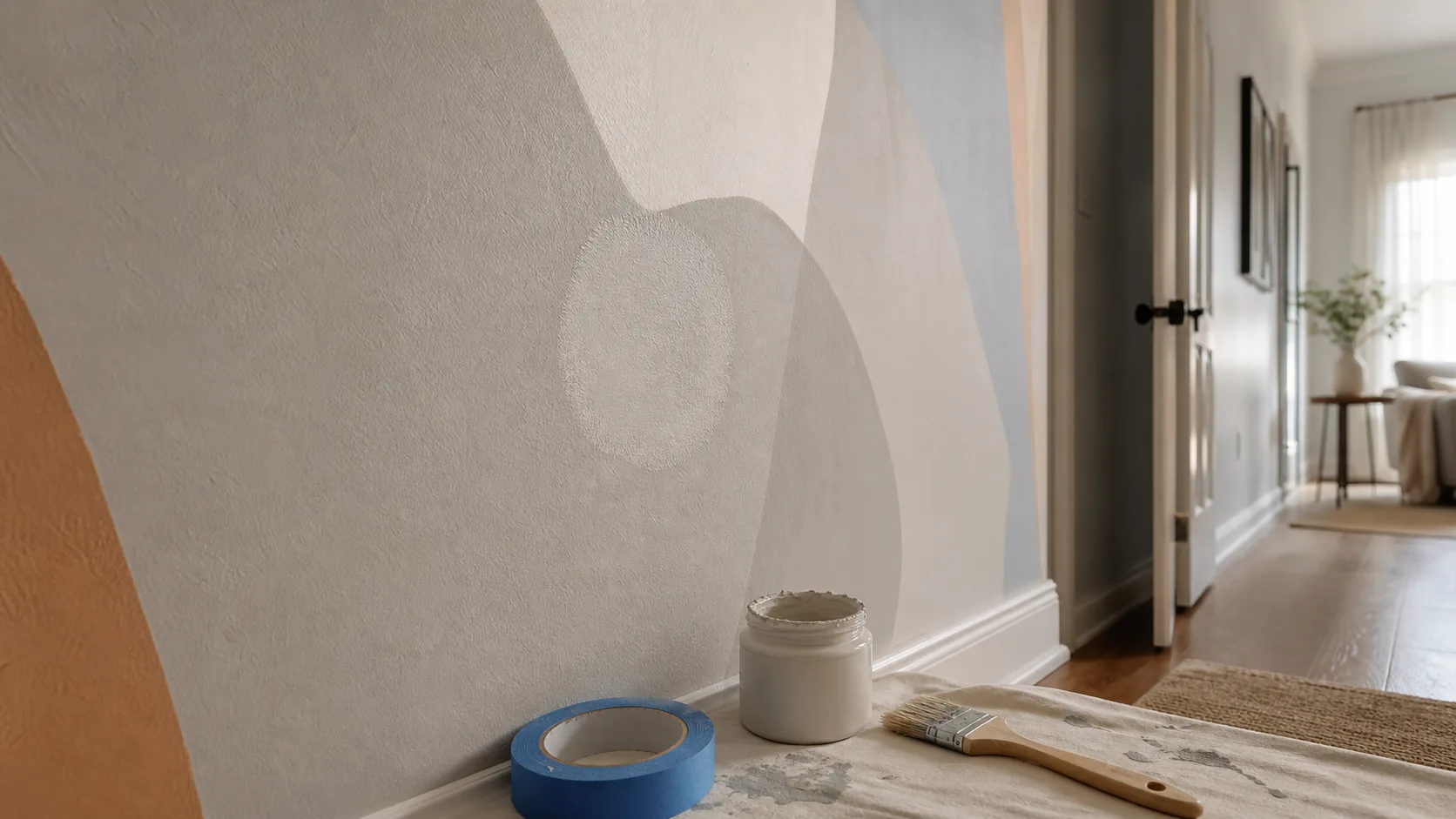 Retouche localisée sur une peinture murale décorative