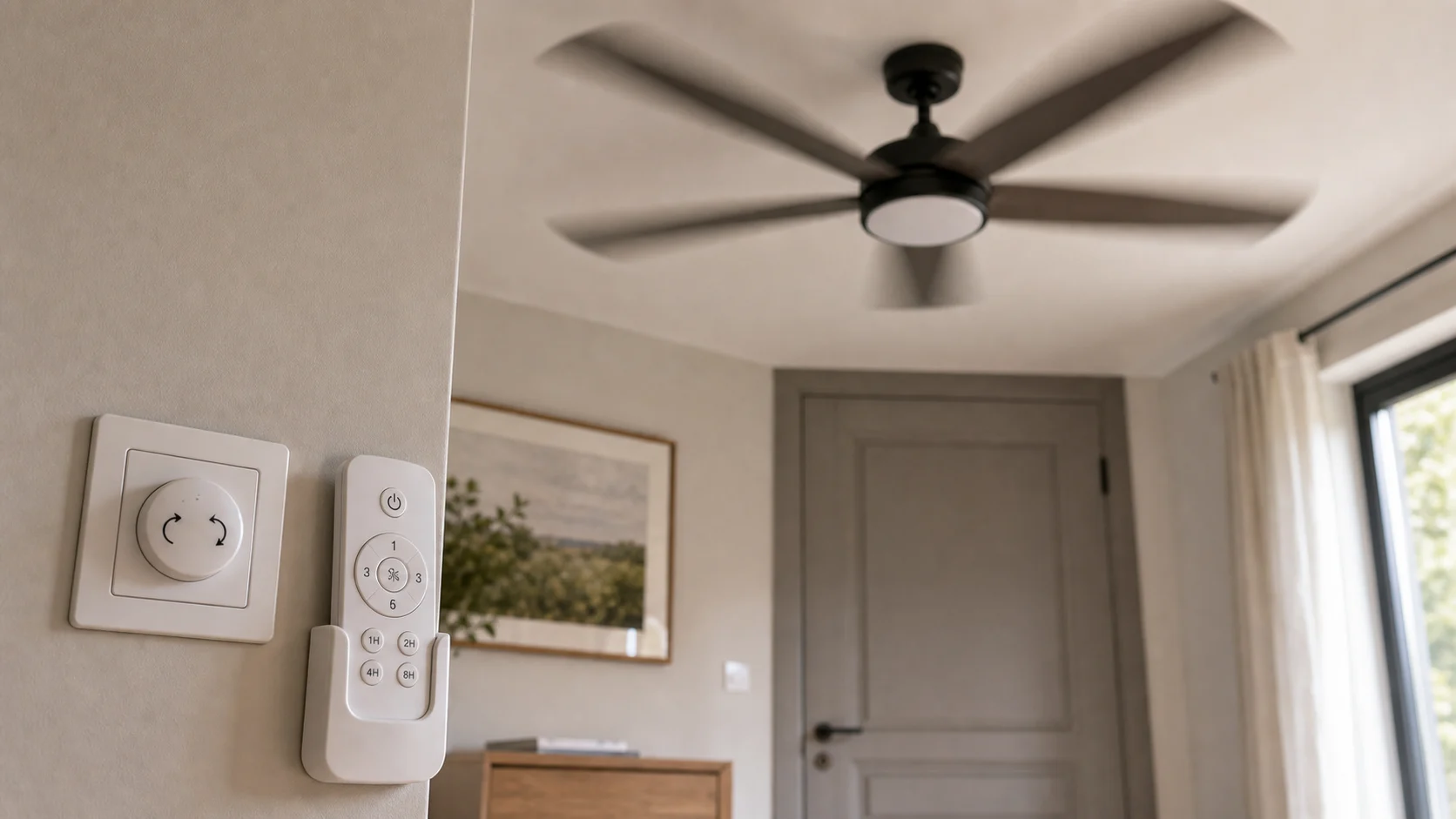 Télécommande et réglage d’un ventilateur de plafond