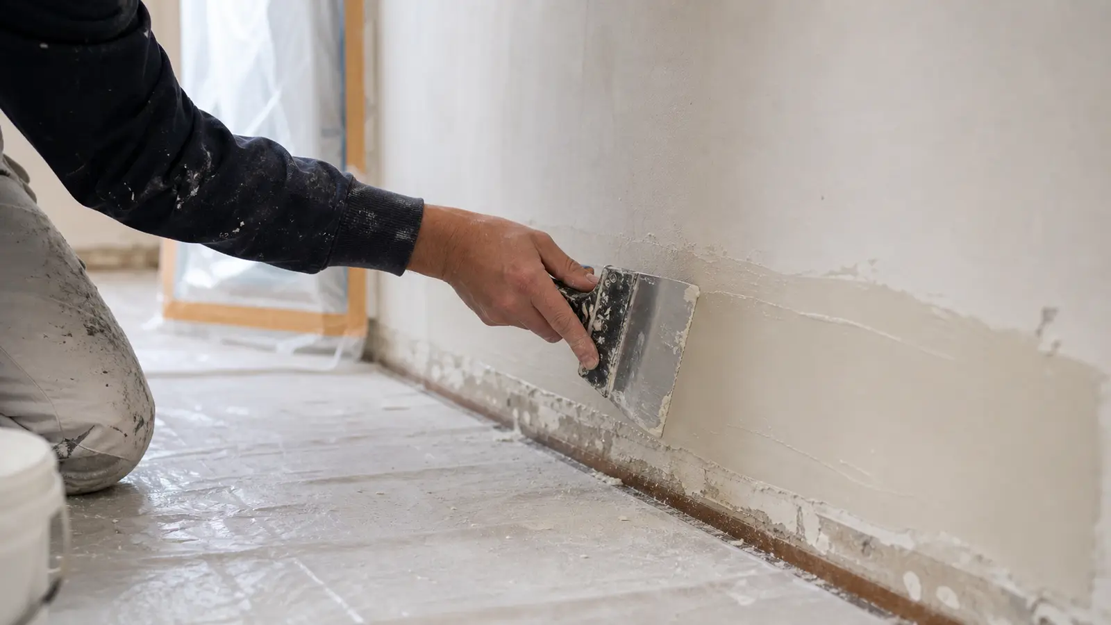 Réparation du bas de mur en placo après retrait des plinthes