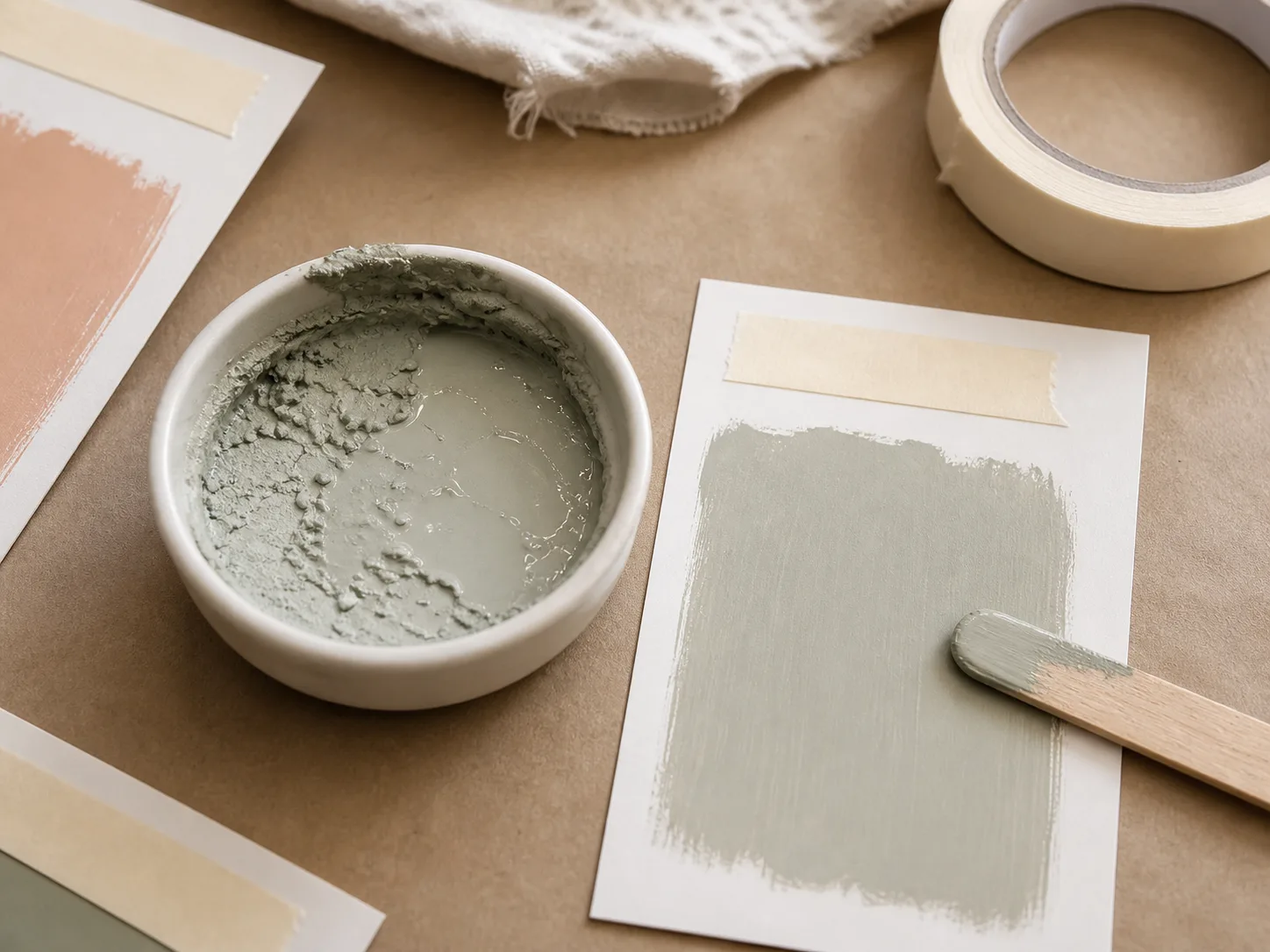 Test de peinture raté avec texture séparée à côté d un échantillon lisse