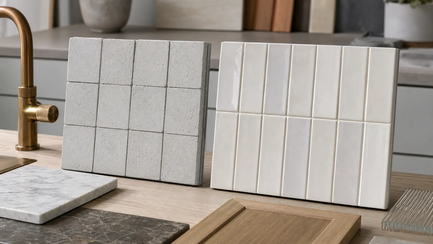 Comparaison entre carreau de ciment mat et imitation céramique