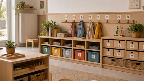 Meuble de rangement maternelle, penser bas et lisible