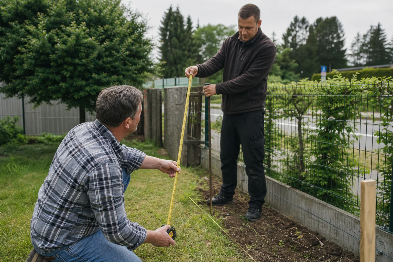 Mesure de la hauteur prévue pour un mur anti-bruit en limite de jardin