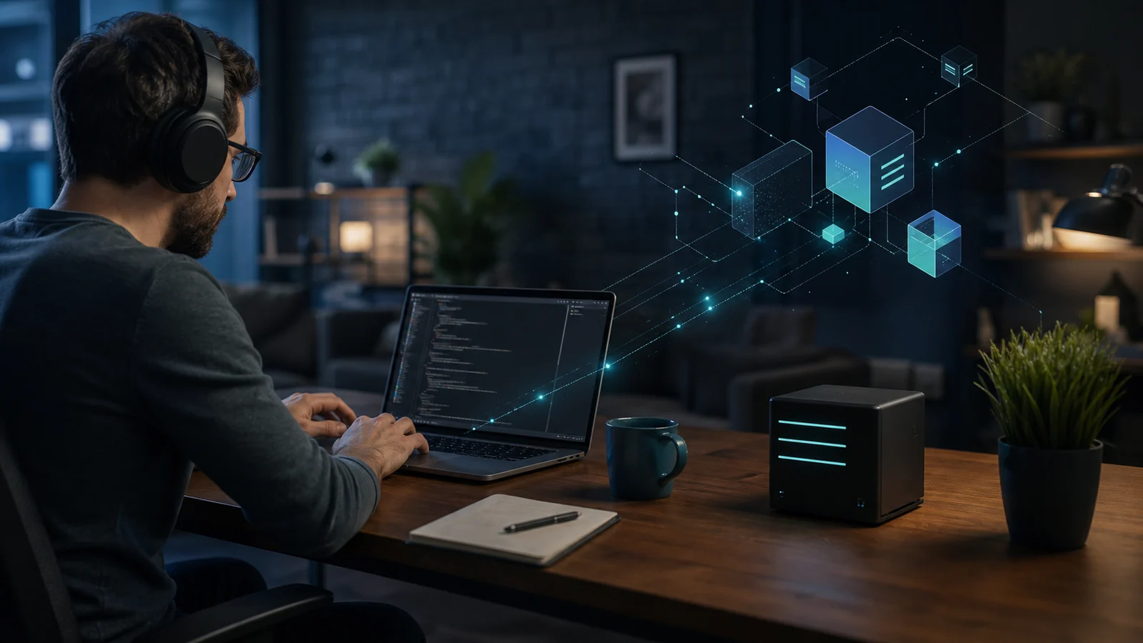 ordinateur de développement connecté à un environnement distant